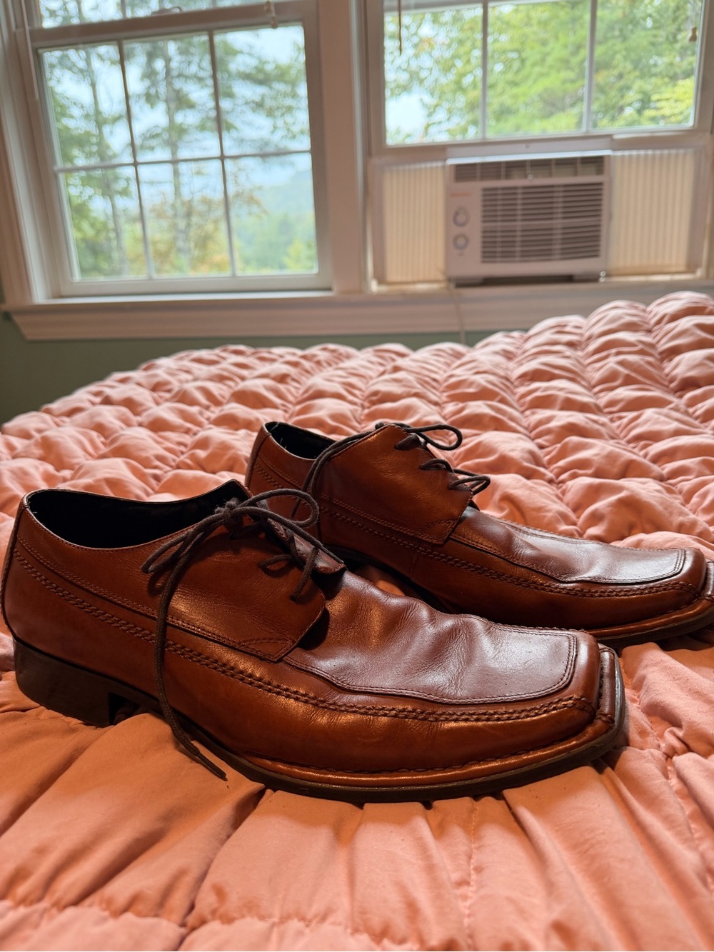 Cole Haan Cognac Brown Leather Lace-Up Derby Shoes